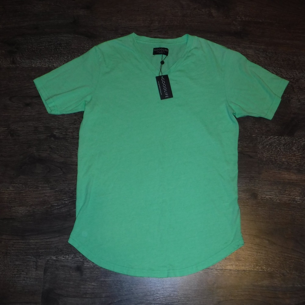 GOODLIFE Womens V Neck T Shirt Mint‎ Green Basic Casual Tee Top